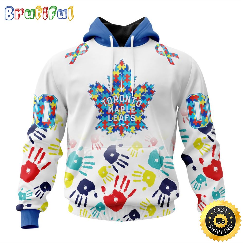 Personalized NHL Toronto Maple Leafs Autism Awareness Hands Design All Over Print 3D Hoodie Unisex Hoodie