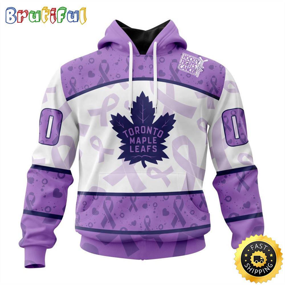 Personalized NHL Toronto Maple Leafs Special Lavender Hockey Fights Cancer All Over Print 3D Hoodie Unisex Hoodie Tshirt Sweatshirt