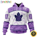 Personalized NHL Toronto Maple Leafs Special Lavender Hockey Fights Cancer All Over Print 3D Hoodie Unisex Hoodie Tshirt Sweatshirt