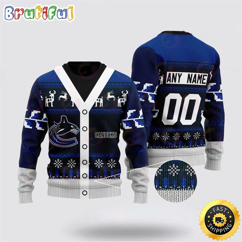 Personalized NHL Vancouver Canucks Elk Pattern Ugly Christmas Sweater Perfect Gift For Football Fans