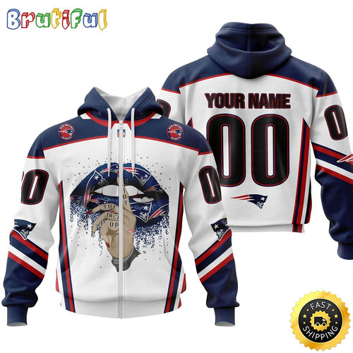 Personalized New England Patriots All Over Print Zip Hoodie 3D Please Control A mouth Unisex Zip Hoodie