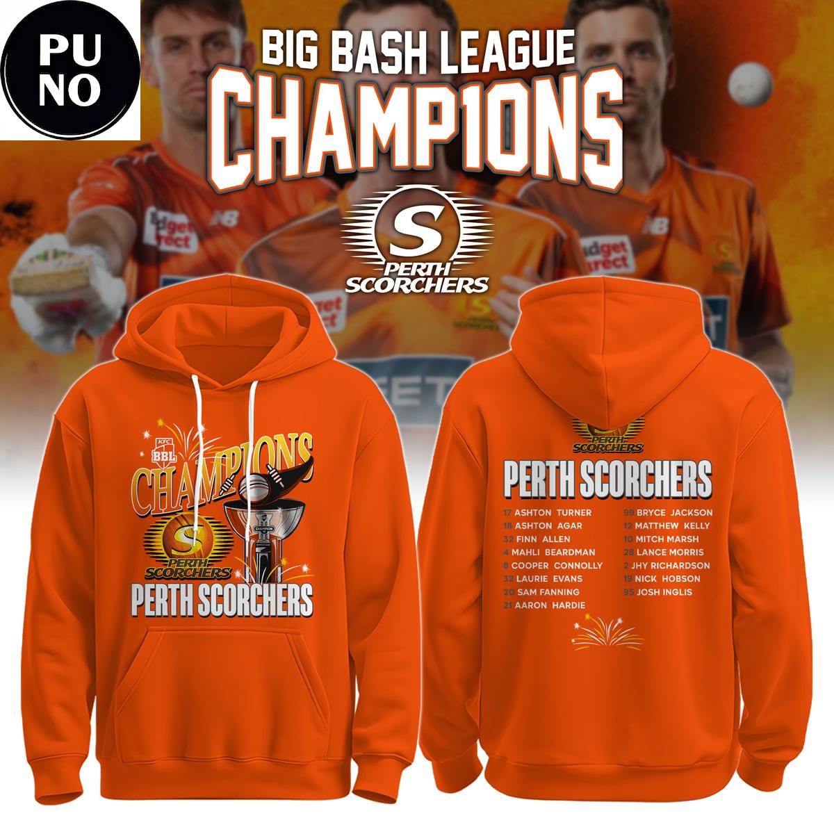 Perth Scorchers Big Bash League 15 Champions Hoodie Shirt