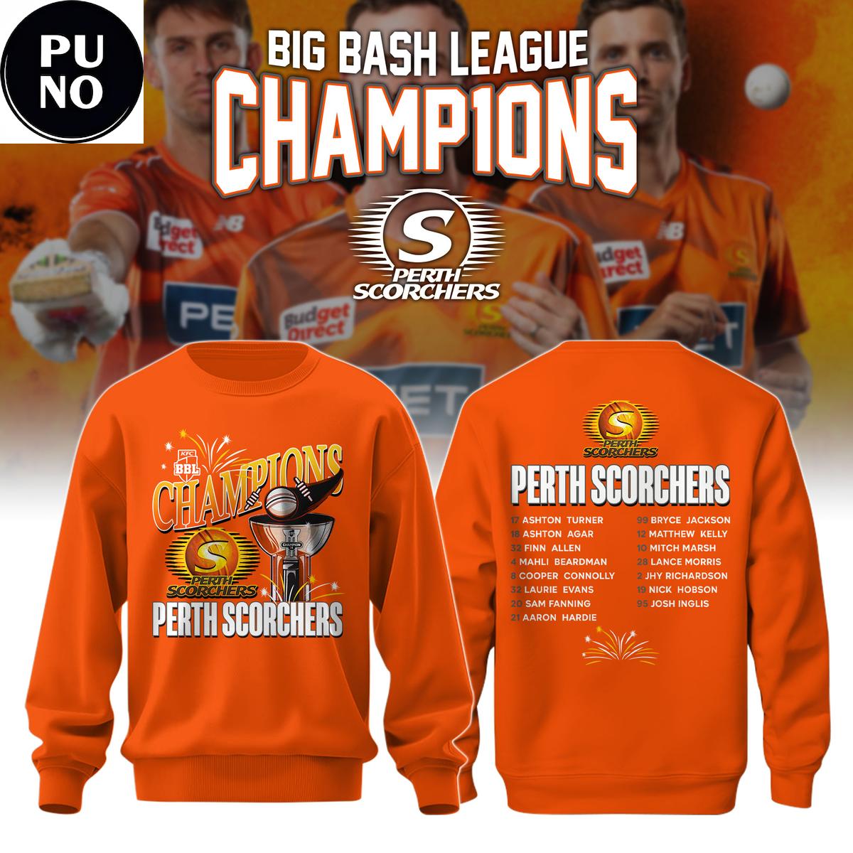Perth Scorchers Big Bash League 15 Champions Hoodie Shirt