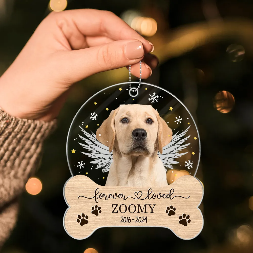 Custom Photo Pet Memorial Keepsake - Personalized Custom Shaped Acrylic Ornament - Forever Loved Sympathy Gift For Dog Lovers, Cat Lovers