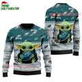 Philadelphia Eagles Baby Yoda Hug The Ball Christmas Ugly Sweater