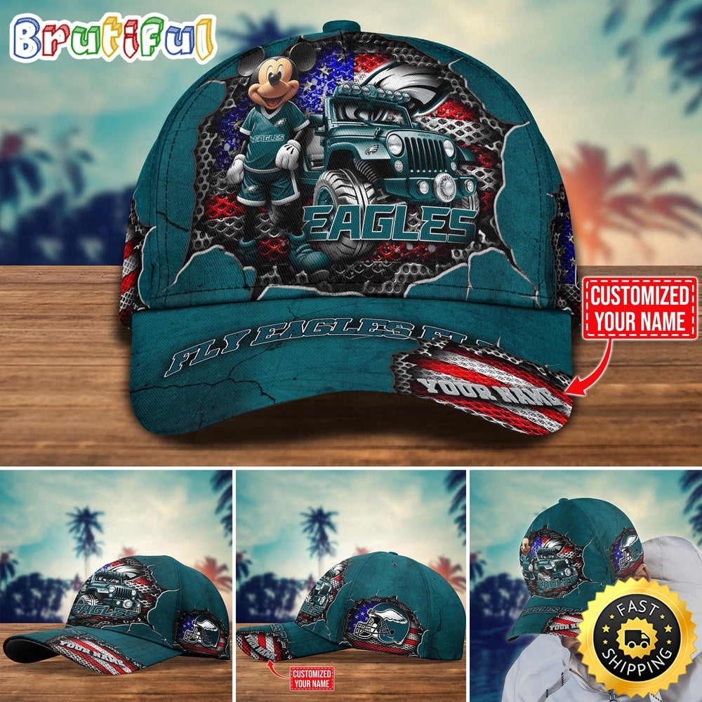 Philadelphia Eagles Baseball Cap Mickey Mouse Customize Cap