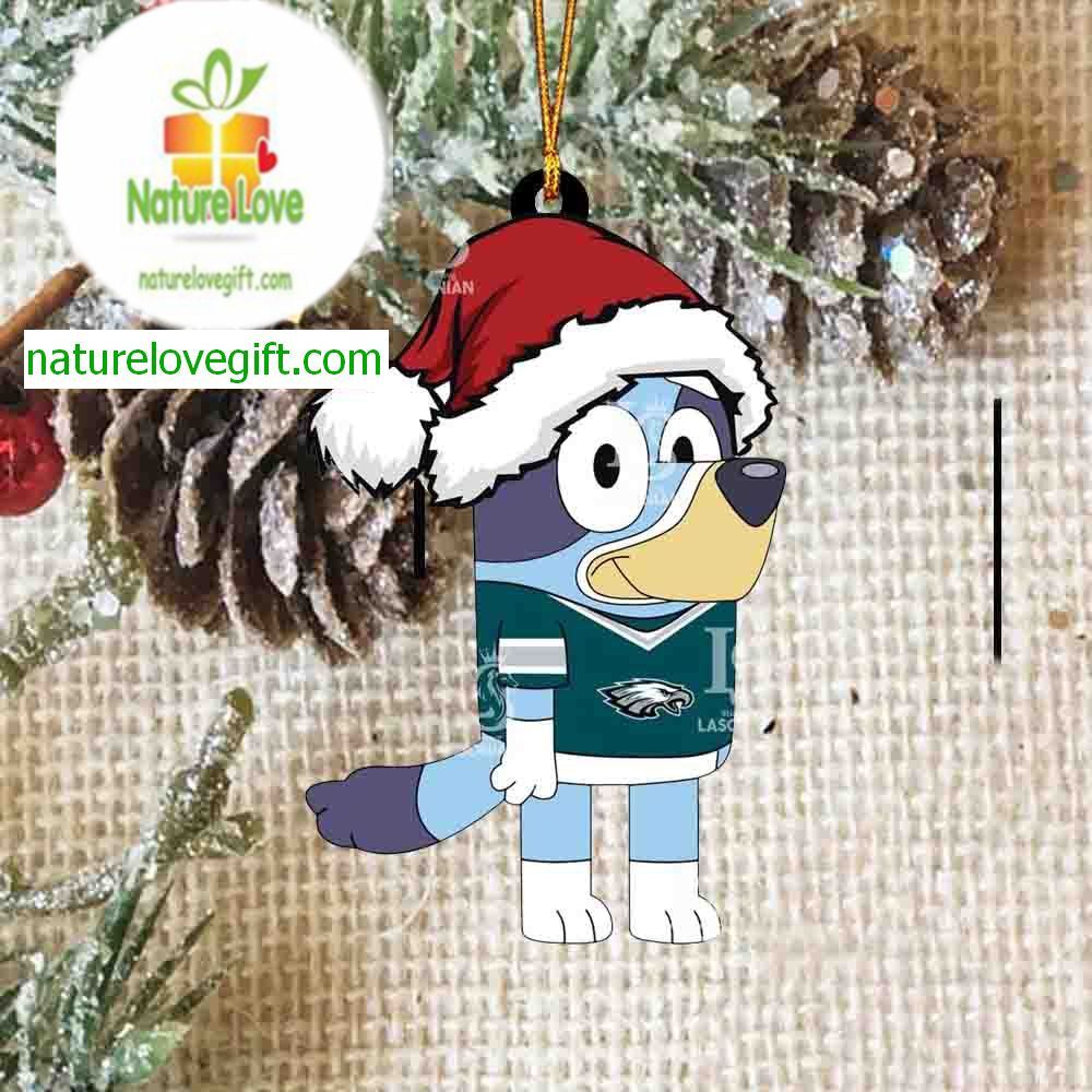 Philadelphia Eagles Bluey Cartoon Christmas NFL Acrylic Christmas Tree Decoration Ornament