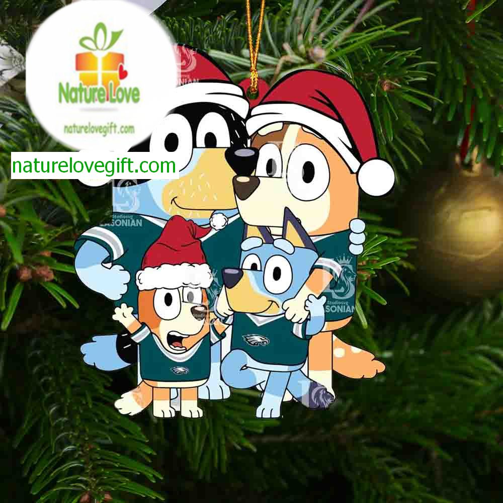 Philadelphia Eagles Bluey Family Christmas NFL Decoration Acrylic Christmas Tree Ornament