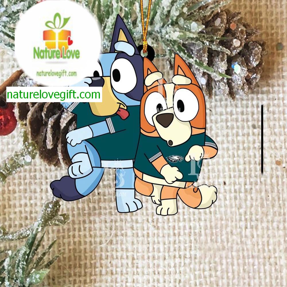 Philadelphia Eagles Bluey &amp Bingo NFL Christmas Tree Decoration Ornament