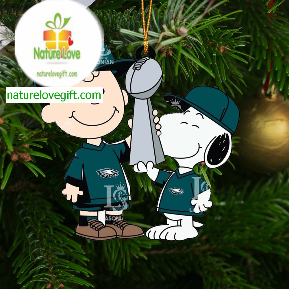 Philadelphia Eagles Charlie Brown And Snoopy Champions NFL Christmas Tree Decoration Ornament