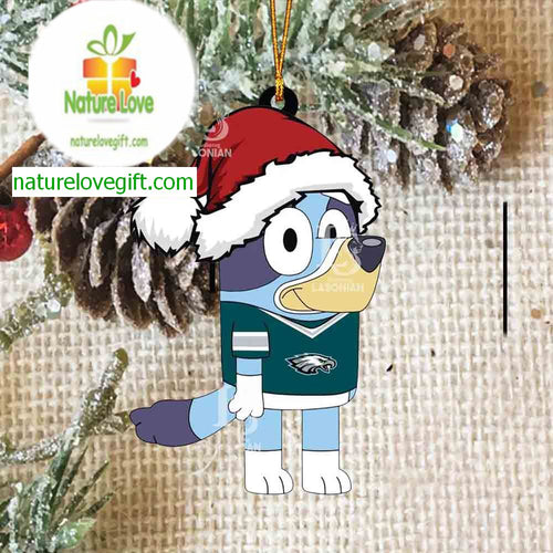 Philadelphia Eagles Christmas Bluey Hat NFL Acrylic Christmas Tree Decoration Ornament