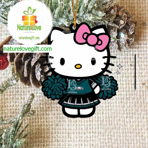Philadelphia Eagles Hello Kitty Cheerleader NFL Christmas Tree Decoration Ornament