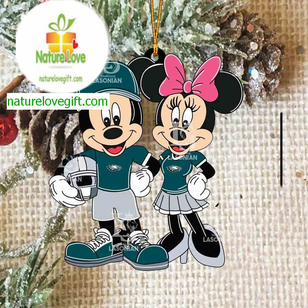 Philadelphia Eagles Mickey Minnie Mouse Helmet NFL Acrylic Christmas Tree Decoration Ornament