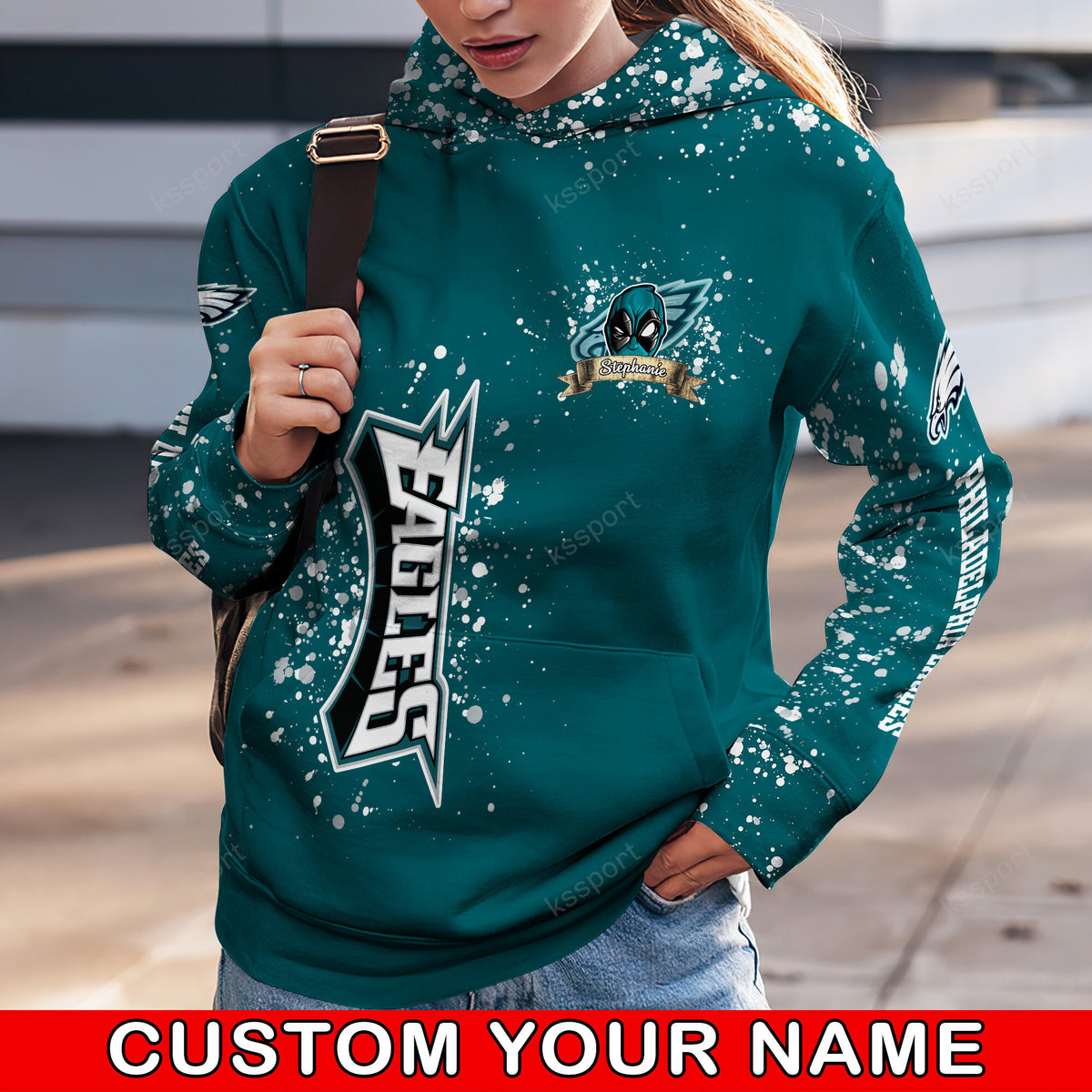 Custom NFL Philadelphia Eagles Hoodie Leggings Rock Paper Scissors Throat Punch I Win Hoodie