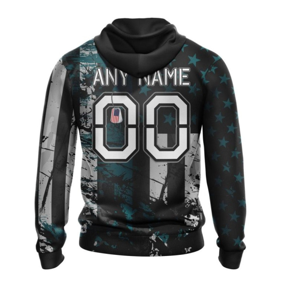NFL Philadelphia Eagles Zip Hoodie 3D Classic Grunge American Flag Stylish Warmth For Fans