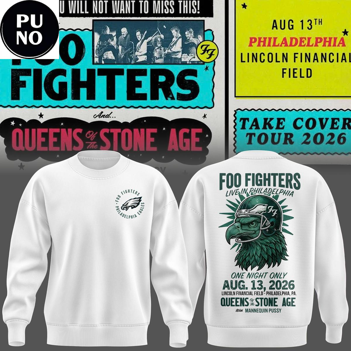 Philadelphia Eagles x Foo Fighters Take Cover Tour 2026 Hoodie T-Shirt