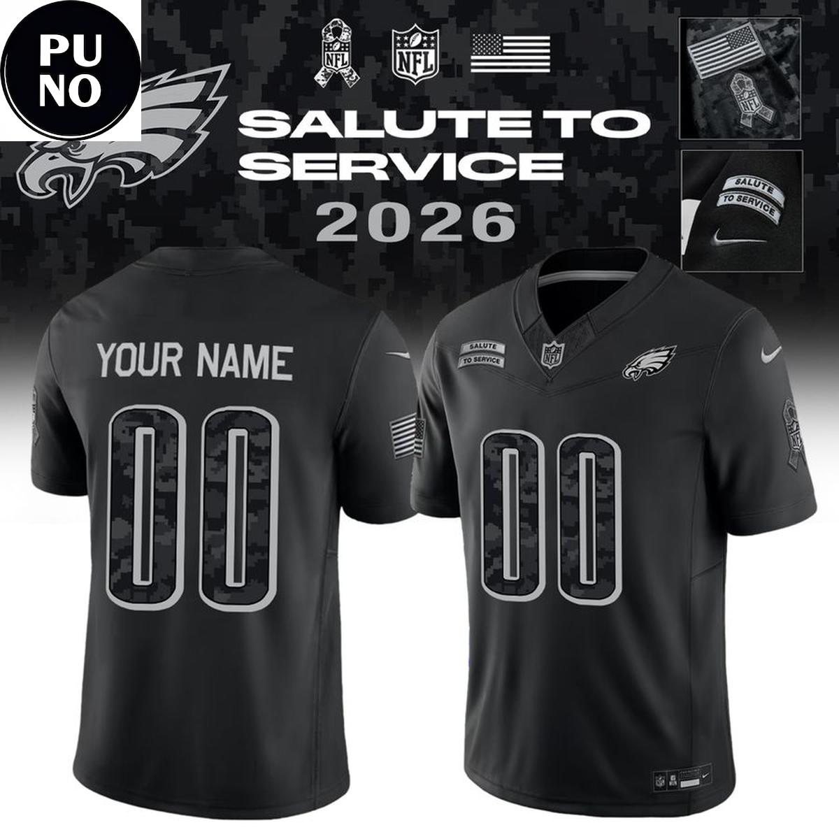 Philadelphia Eagles x Salute to Service 2026 Personalized Football Jersey