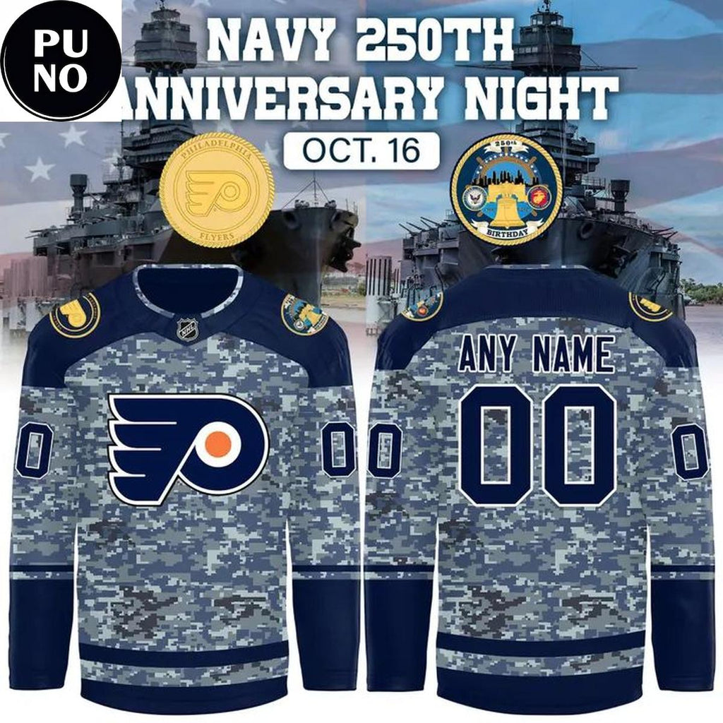 Philadelphia Flyers 2026 Navy 250th Anniversary Night Personalized Hockey Jersey