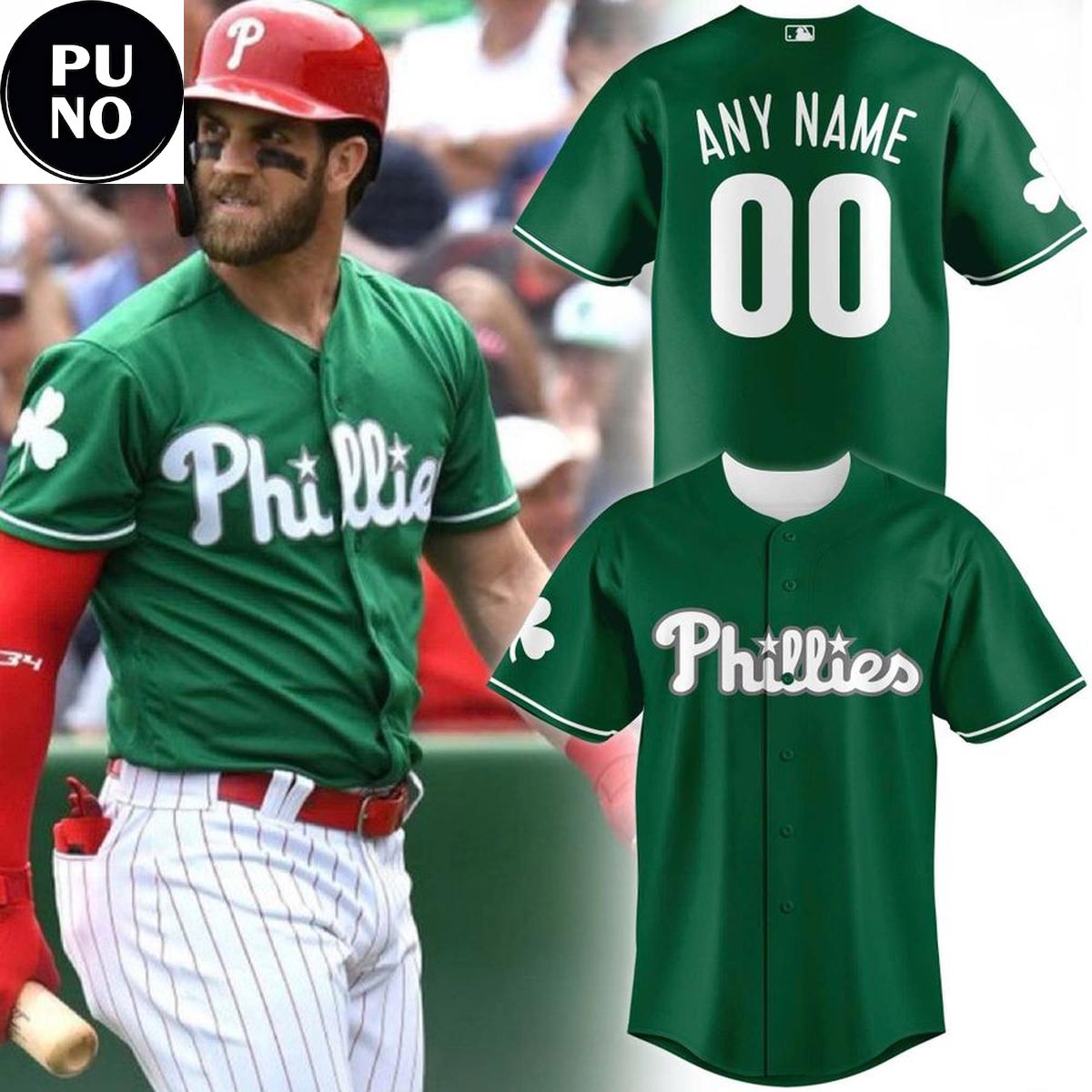 Philadelphia Phillies 2026 St Patrick’s Day Personalized Baseball Jersey