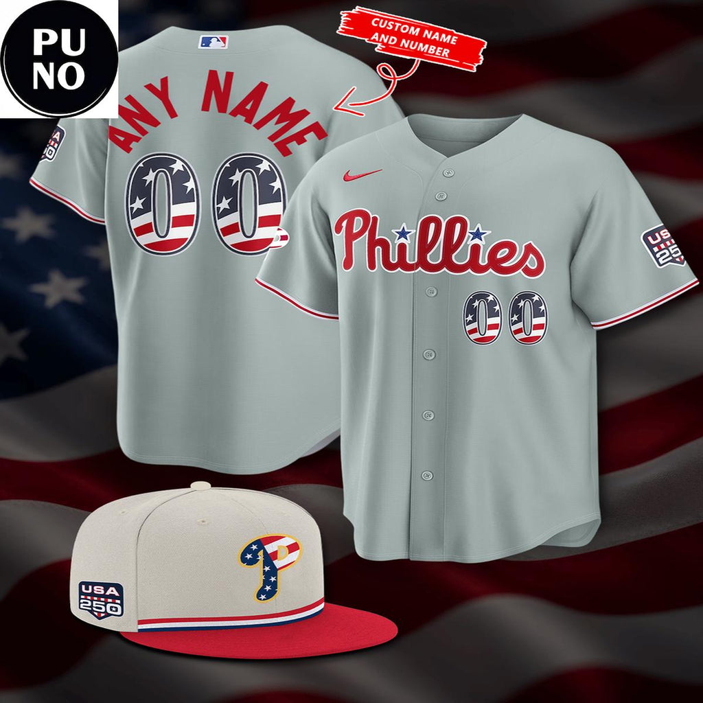 Philadelphia Phillies Celebrating 4th of July USA 250th Personalized Baseball Jersey