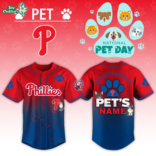 Philadelphia Phillies x National Pet Day Personalized Baseball Jersey - 3D Baseball Jersey