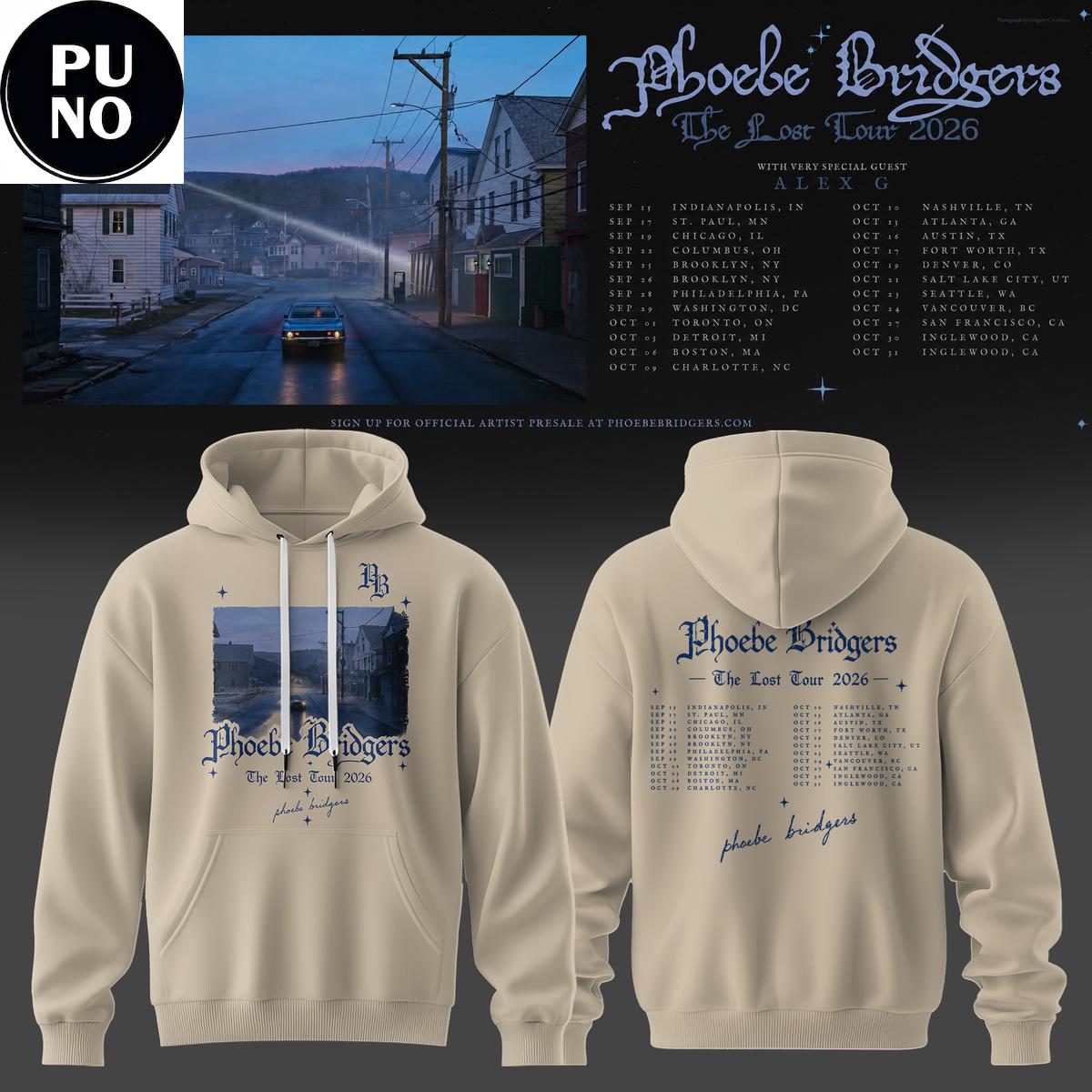 Phoebe Bridgers The Lost Tour 2026 Beige Hoodie T-Shirt