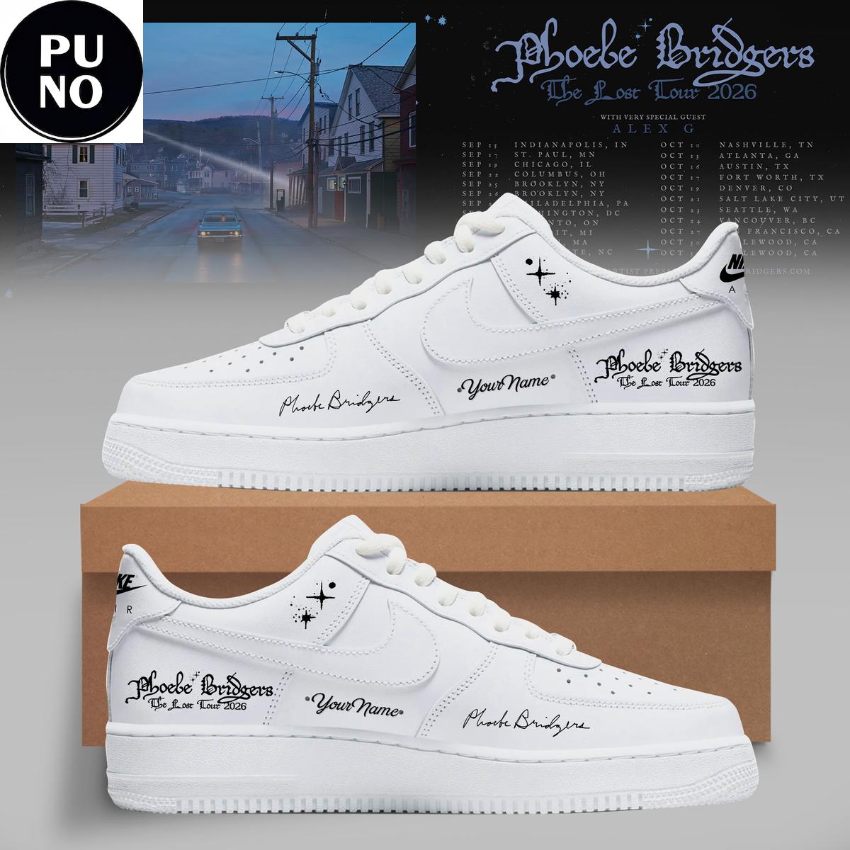 Phoebe Bridgers The Lost Tour 2026 Custom Name Air Force 1 Shoes