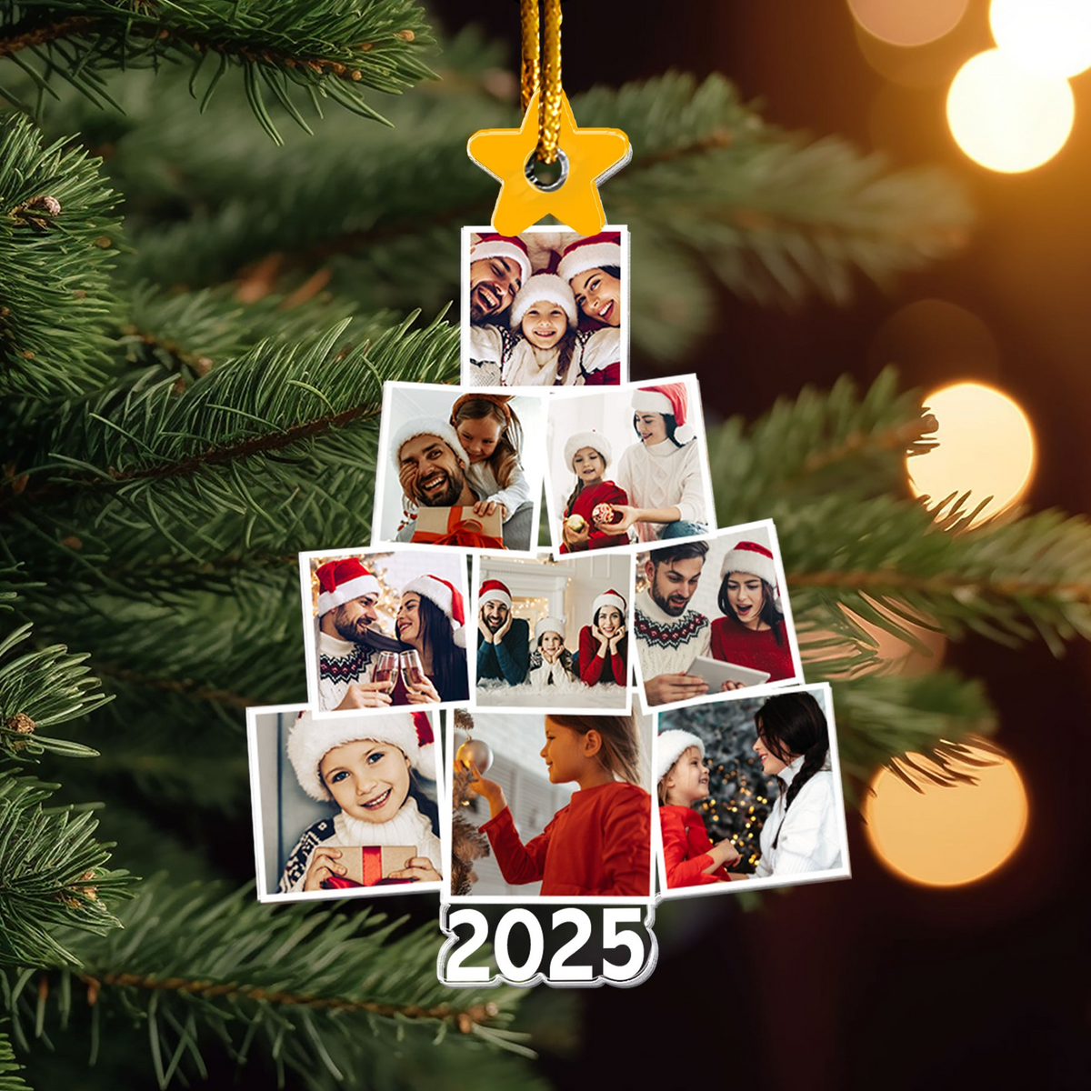 Custom Photo Family Tree Christmas - Personalized Custom Shaped Acrylic Ornament - Christmas Gift For Family Members