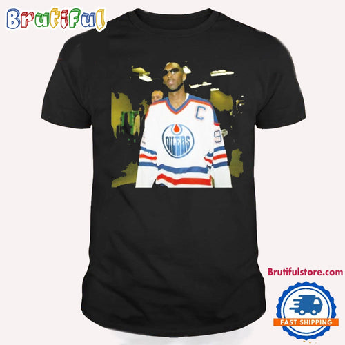 Picture Of Kobe Wearing Gretzky Edmonton Oilers Hockey Jersey T Shirt