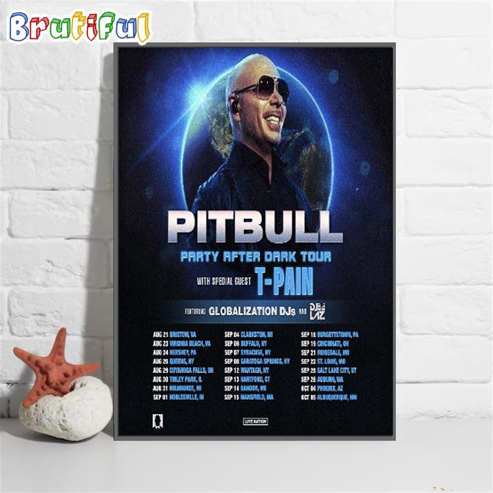 Pitbull 2024 Party After Dark Tour Schedule Wall Art Poster Canvas