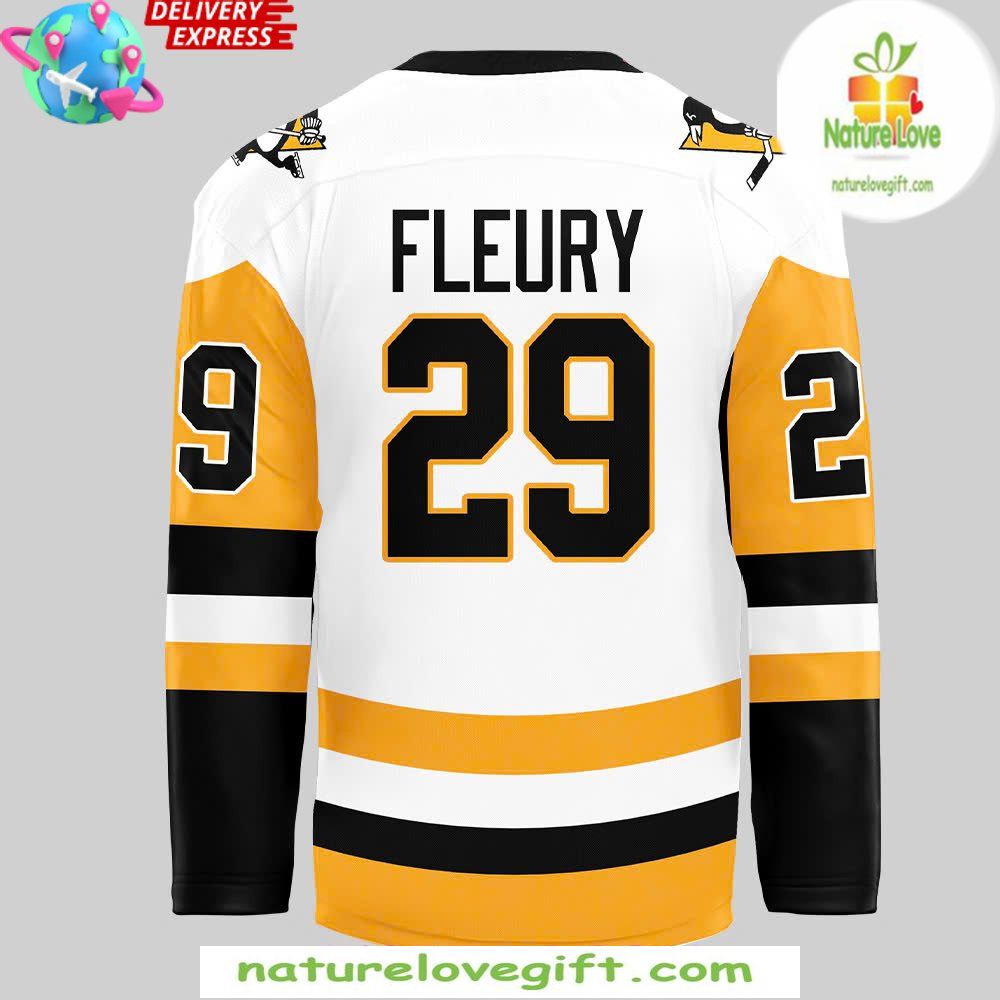 Marc-Andre Fleury Penguins White Hockey Jersey