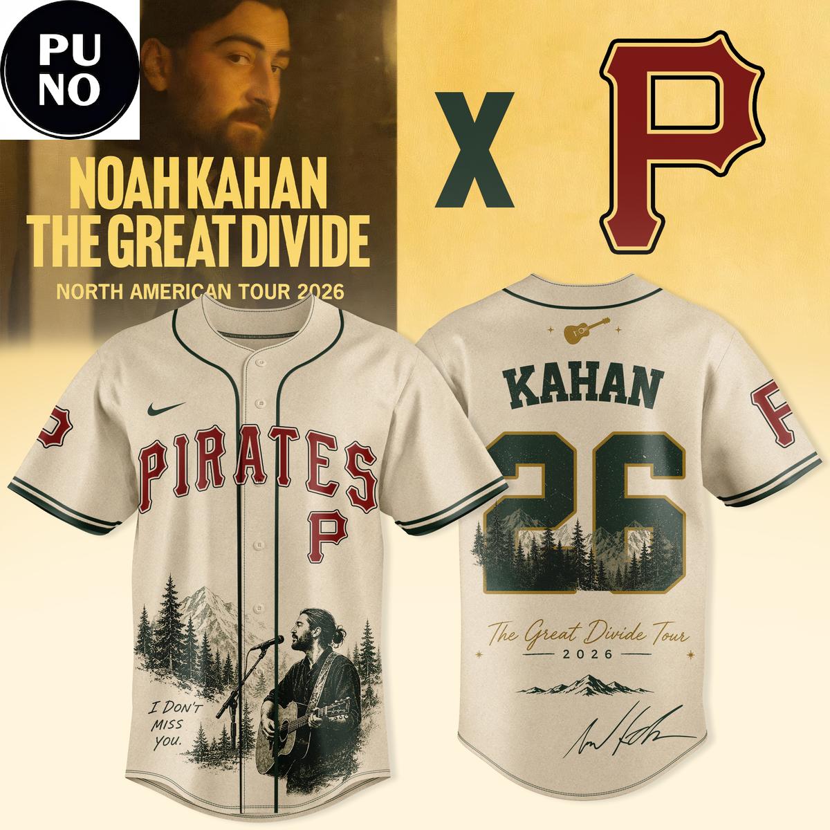 Pittsburgh Pirates MLB x Noah Kahan The Great Divide Tour 2026 Baseball Jersey