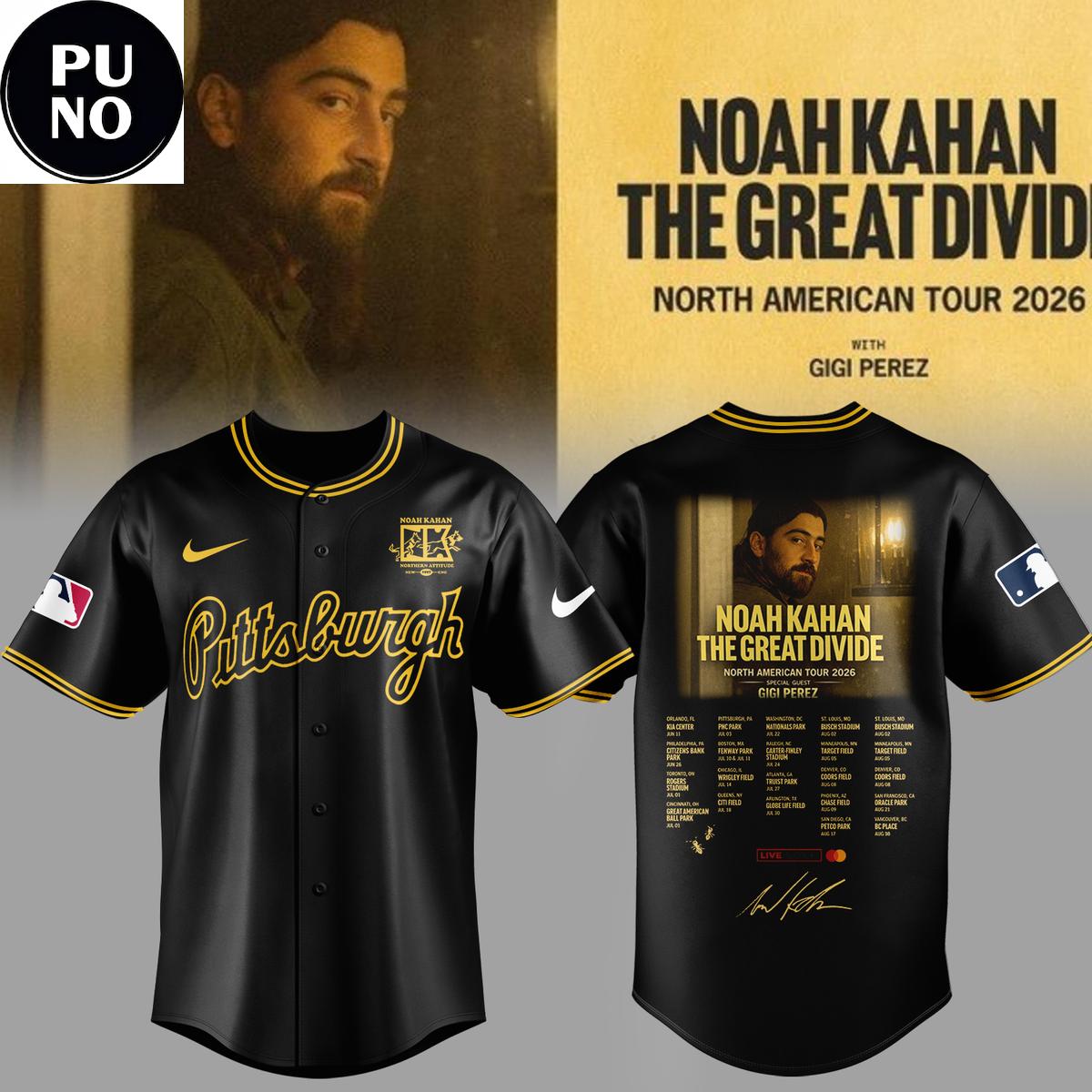 Pittsburgh Pirates x Noah Kahan The Great Divide Tour 2026 Schedule Baseball Jersey
