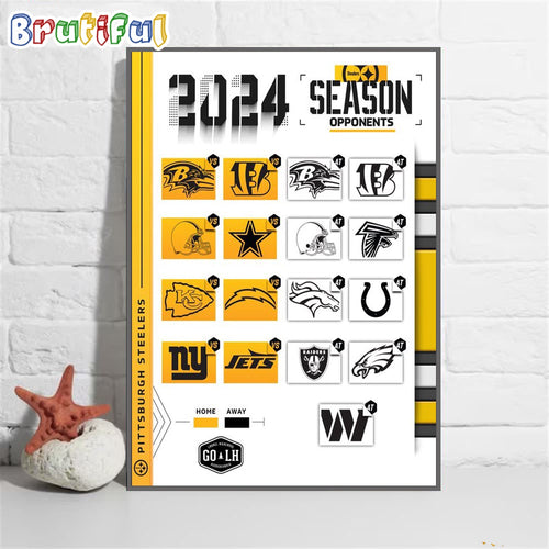 Pittsburgh Steelers 2024 NFL Season Schedule Poster Canvas Wall Art