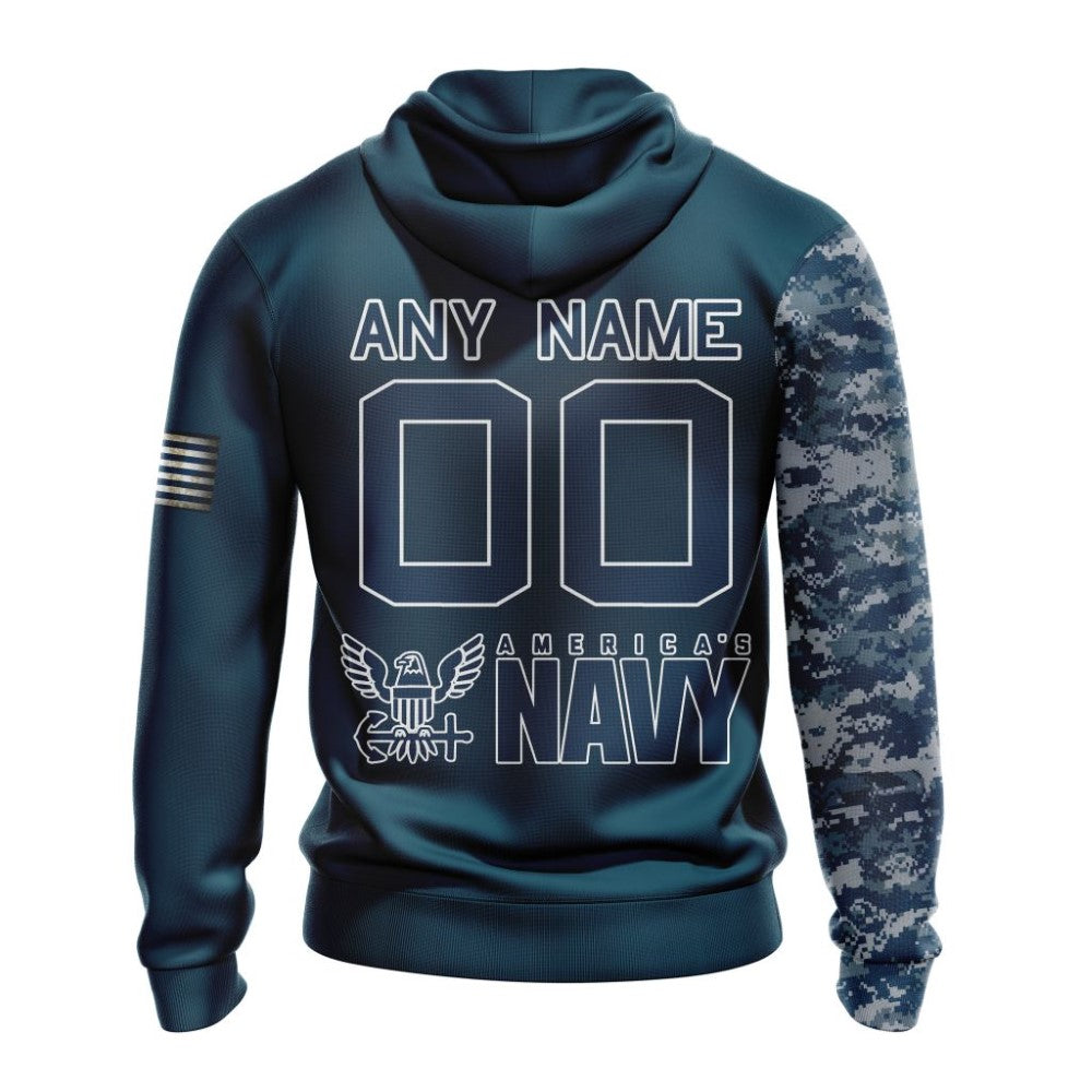 Personalized NFL Pittsburgh Steelers Hoodie Special Navy Camo Veteran Design 3D Hoodie Unisex Hoodie