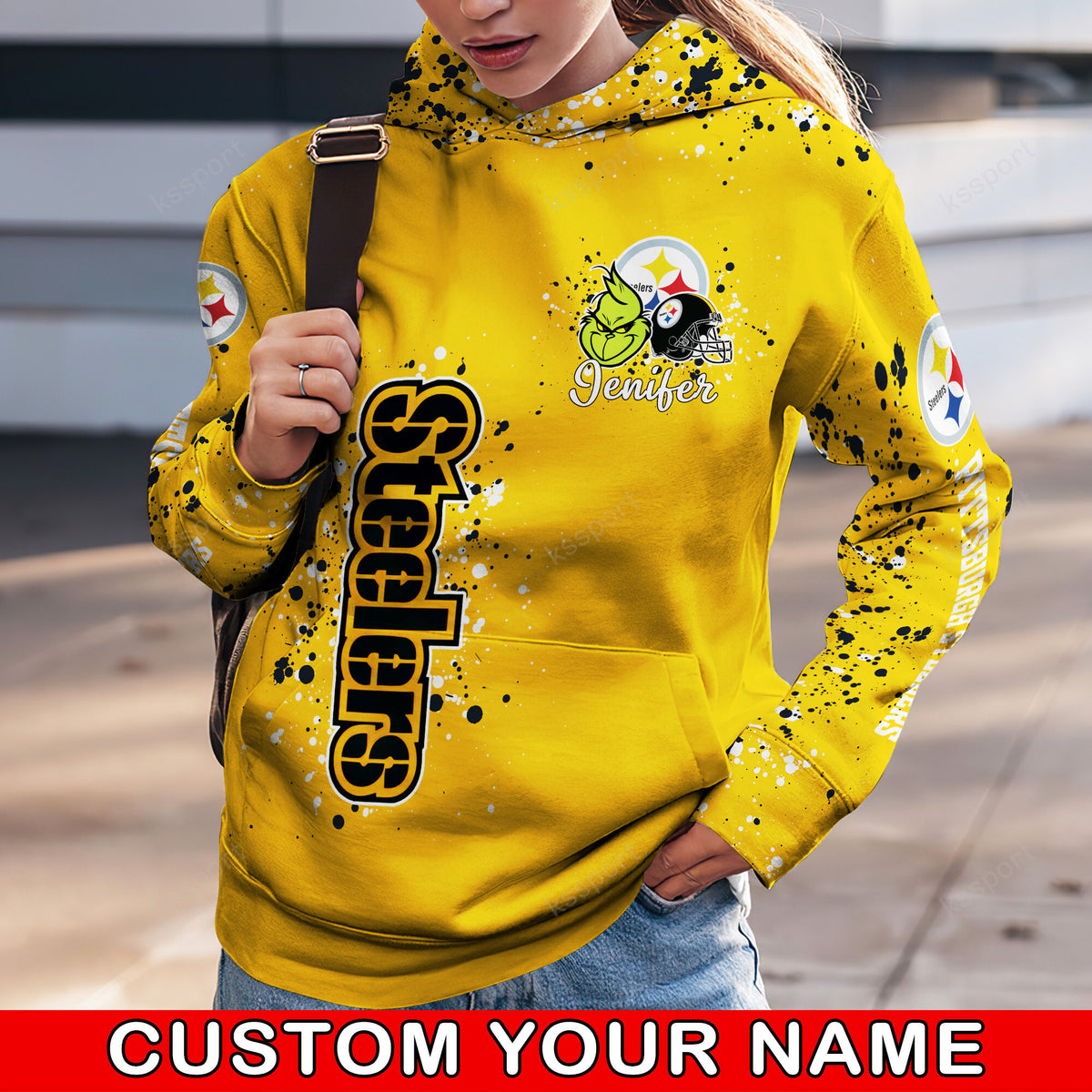 Custom NFL Pittsburgh Steelers Hoodie Leggings The Grinch Hoodie Rock Paper Scissors Throat Punch I Win