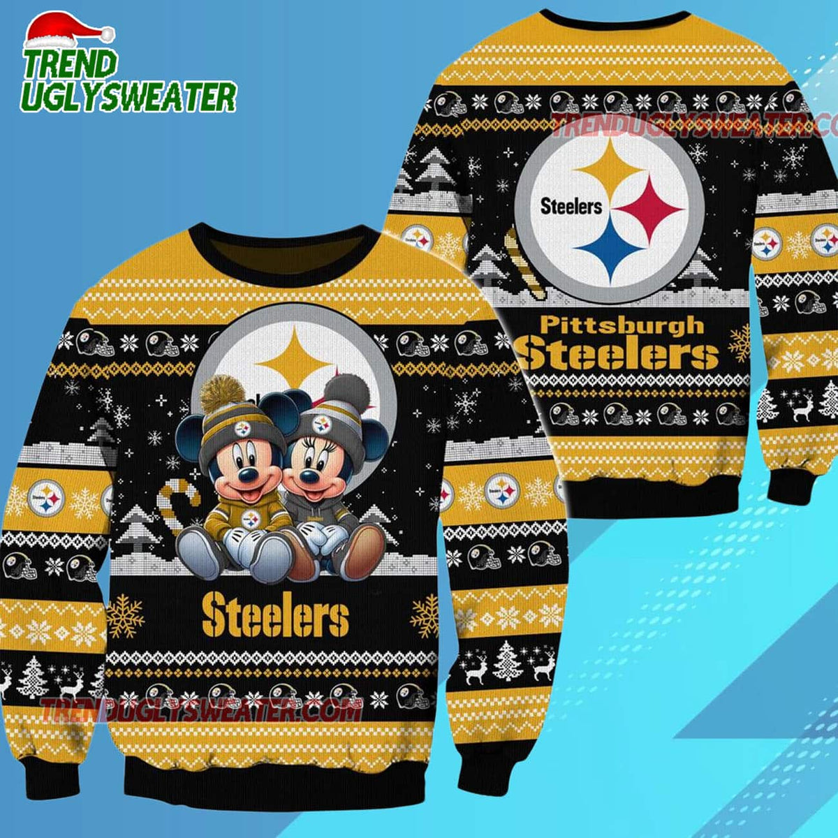 Pittsburgh Steelers NFL Mickey Minnie Ugly Christmas Sweater