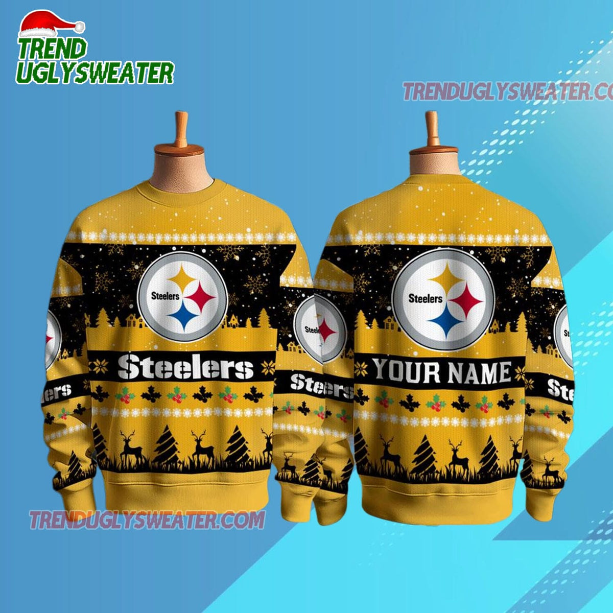 Personalized Pittsburgh Steelers Nfl Snow Ugly Christmas Sweater