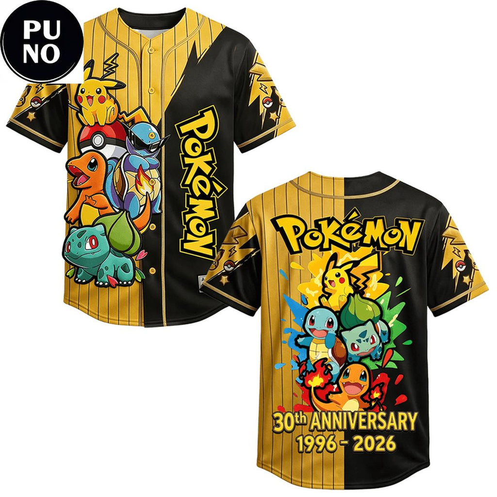 Pokemon Celebrate 30 Years 1996-2026 Baseball Jersey