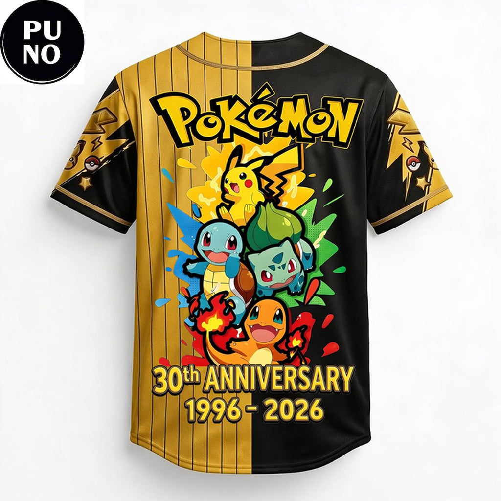 Pokemon Celebrate 30 Years 1996-2026 Baseball Jersey