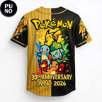 Pokemon Celebrate 30 Years 1996-2026 Baseball Jersey