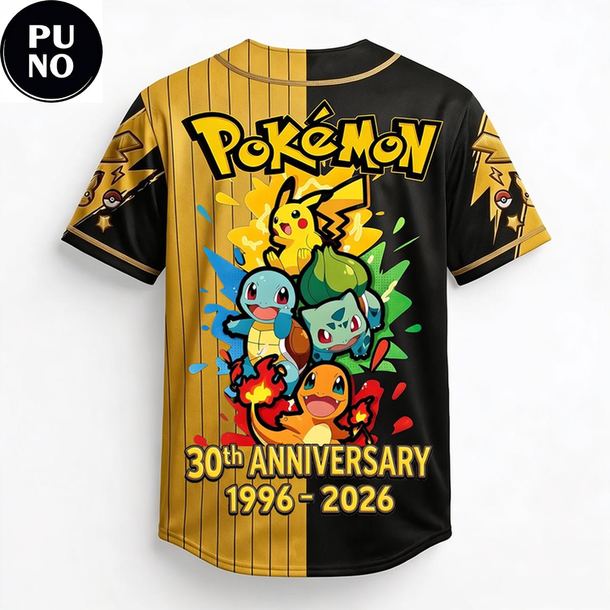 Pokemon Celebrate 30 Years 1996-2026 Baseball Jersey