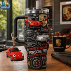 Porsche 911 Driven By Dreams Built To Perform Motorsport Tumbler with Handle