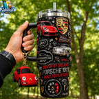 Porsche 911 Driven By Dreams Built To Perform Motorsport Tumbler with Handle