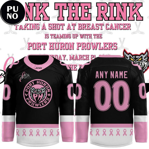 Port Huron Prowlers Pink The Rink 2026 Personalized Hockey Jersey
