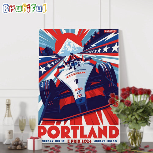 Portland E-Prix June 29-30 2024 Portland International Raceway Wall Art Poster Canvas