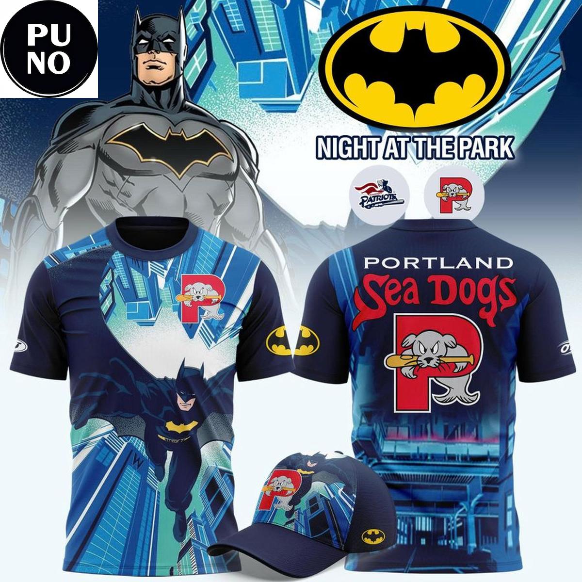 Portland Sea Dogs x Batman Night 2026 Night At The Part Hoodie T-Shirt
