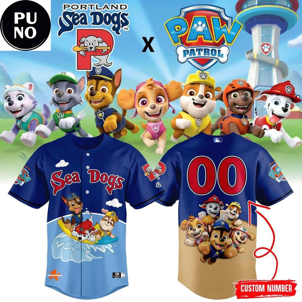 Portland Sea Dogs x Paw Patrol Night 2026 Personalized Baseball Jersey