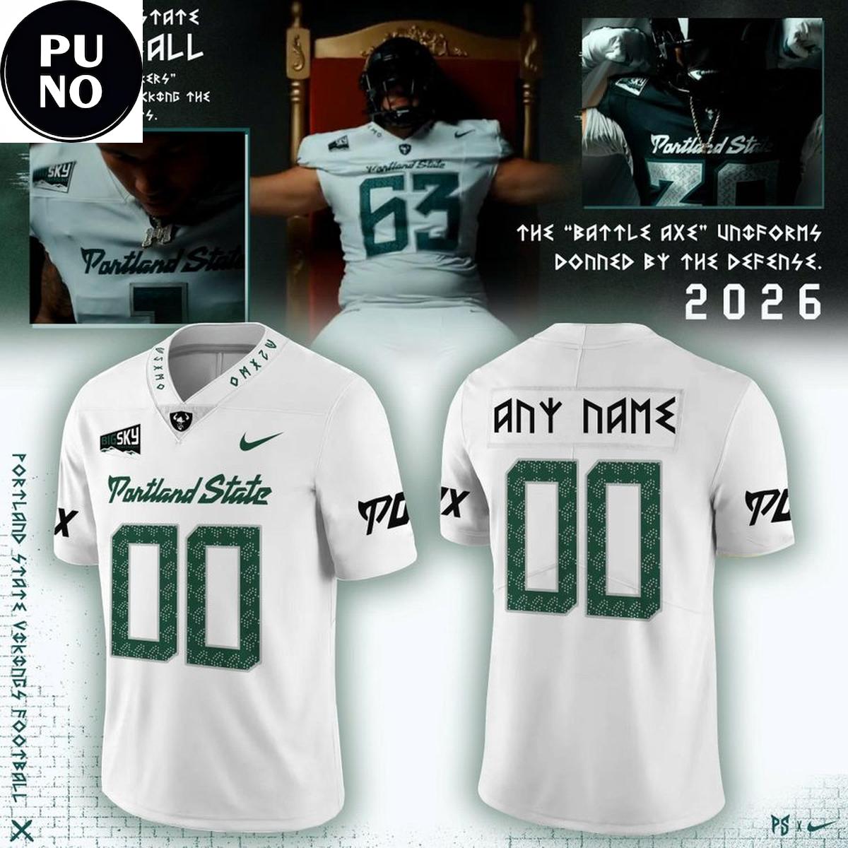 Portland State Vikings 2026 Battle Axe Personalized Football Jersey