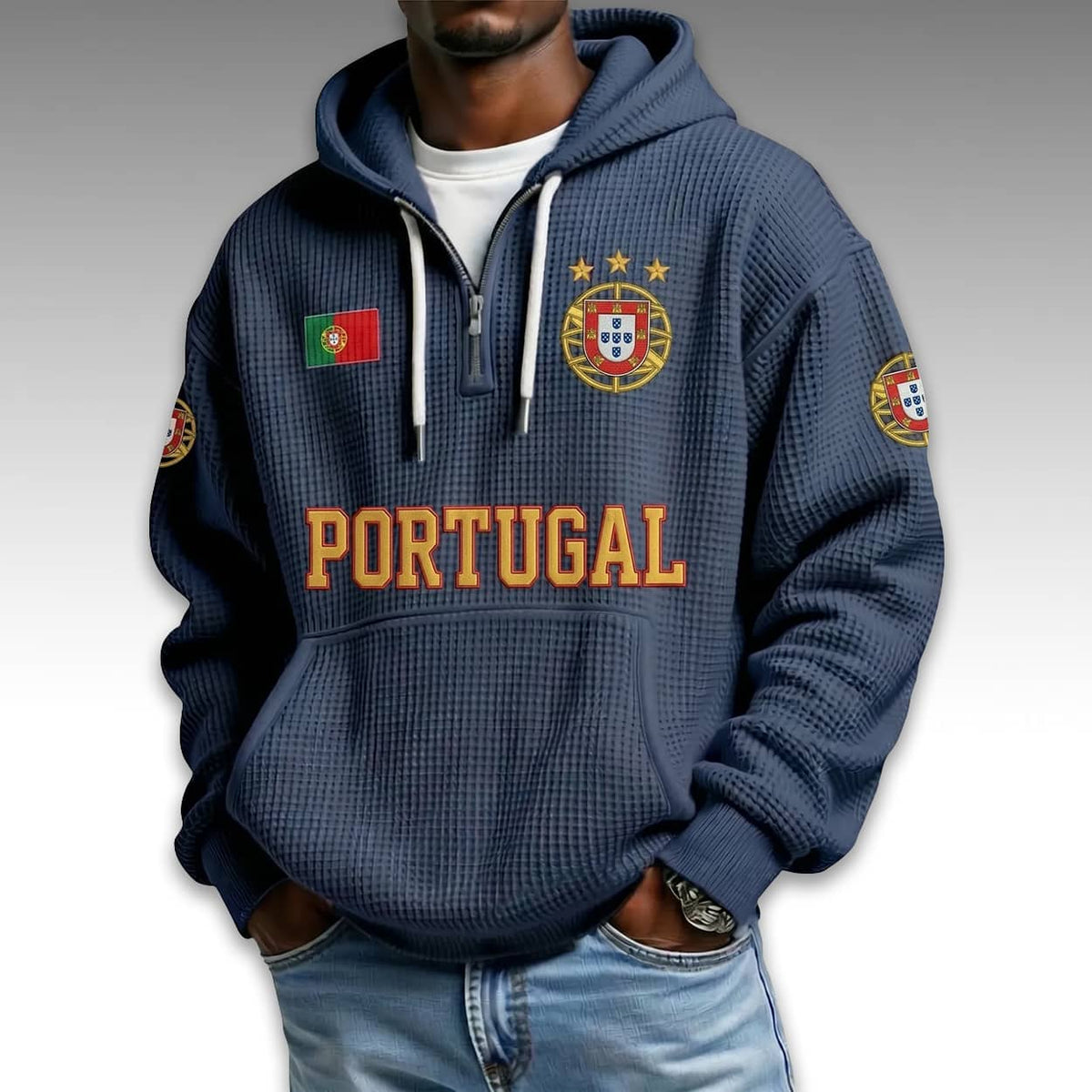 Portugal World Cup 2026 Waffle Quarter Zip Hoodie
